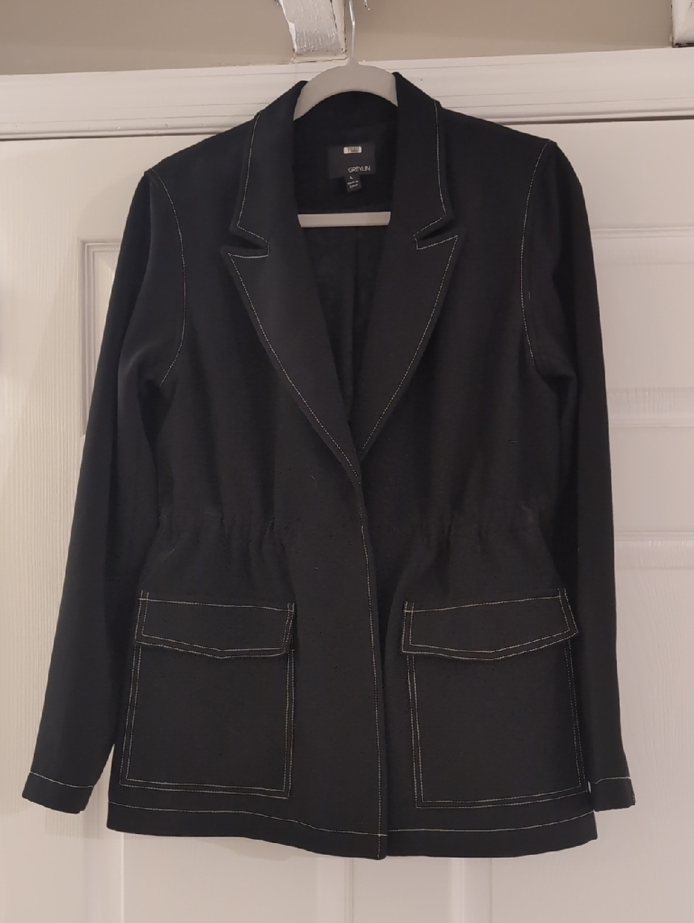 Greylin Black Blazer with White Contrast Stitching